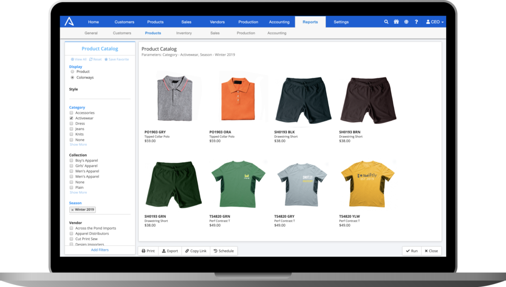 ApparelMagic Activewear Catalog Screenshot