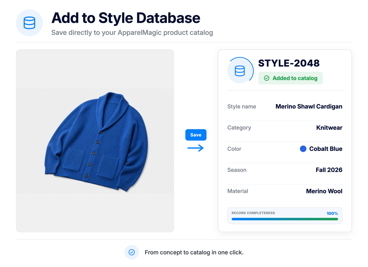 ApparelMagic AI Designer catalog-ready style creation