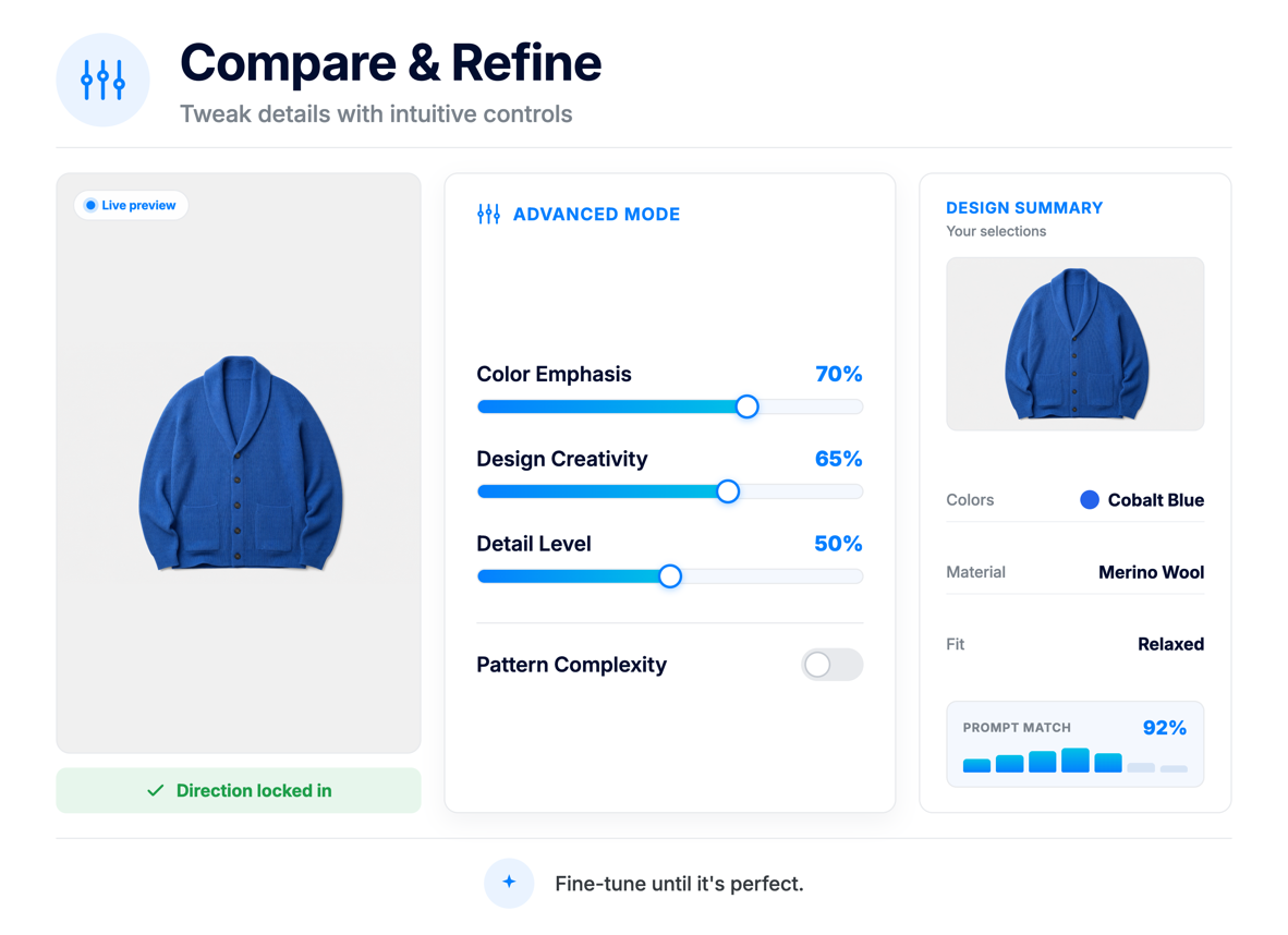 ApparelMagic AI Designer design refinement