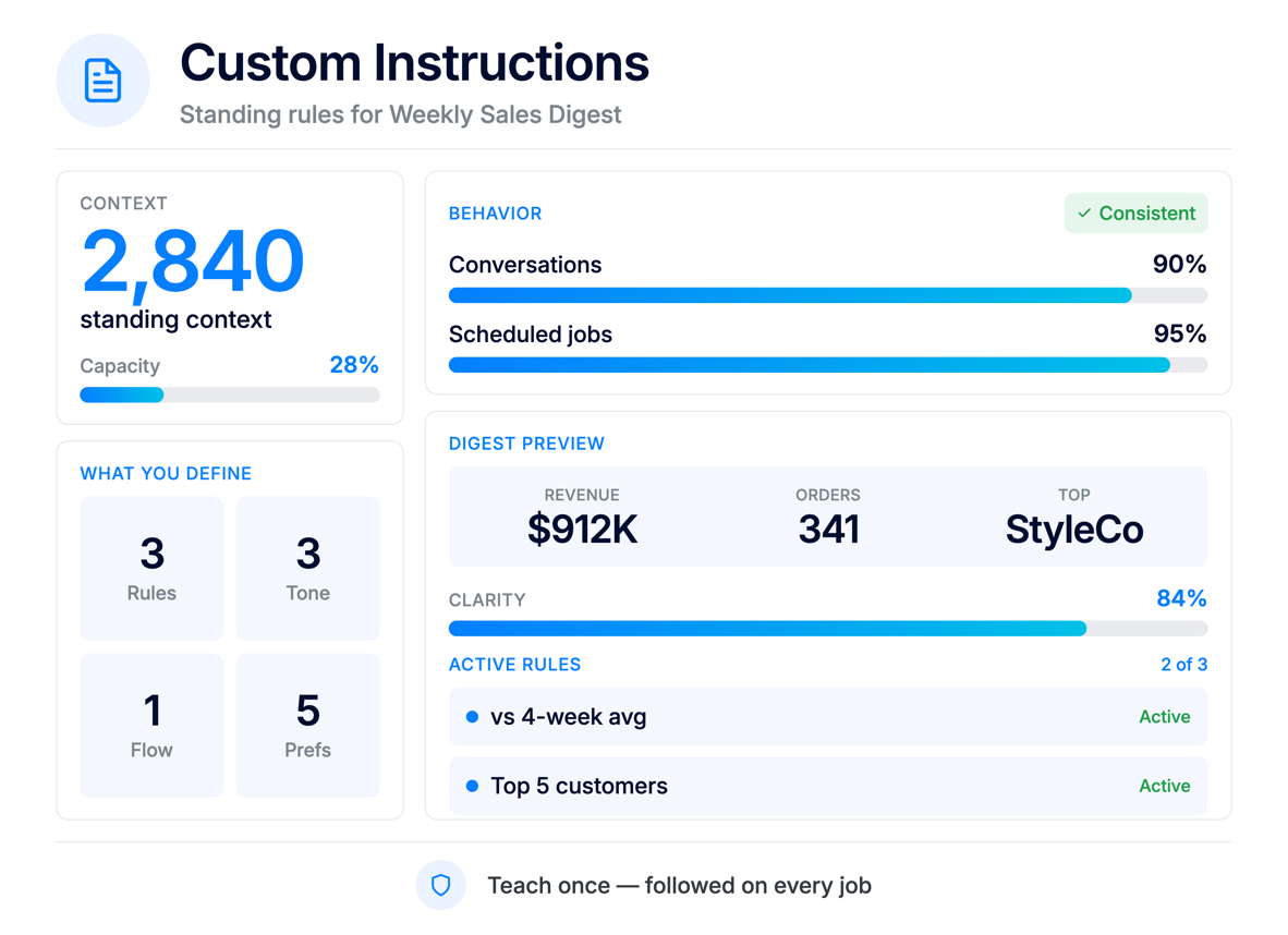 Custom instructions ApparelMagic custom agents